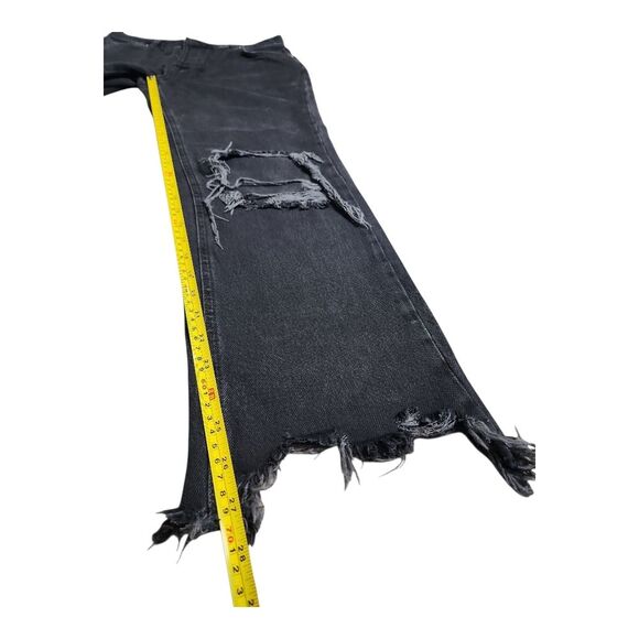 We The Free Maggie Mid Rise Washed Black Distressed Jeans Sz 26 Streetware Wide - Picture 5 of 9